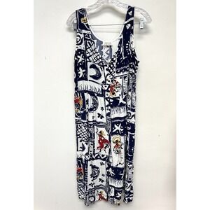 Vintage Sand Dollars Large Dress Tribal Boho Africa Coastal Button Down Sundress